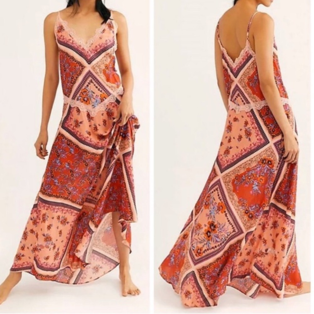 Free People Stevie Floral Lace Trim Maxi Dress